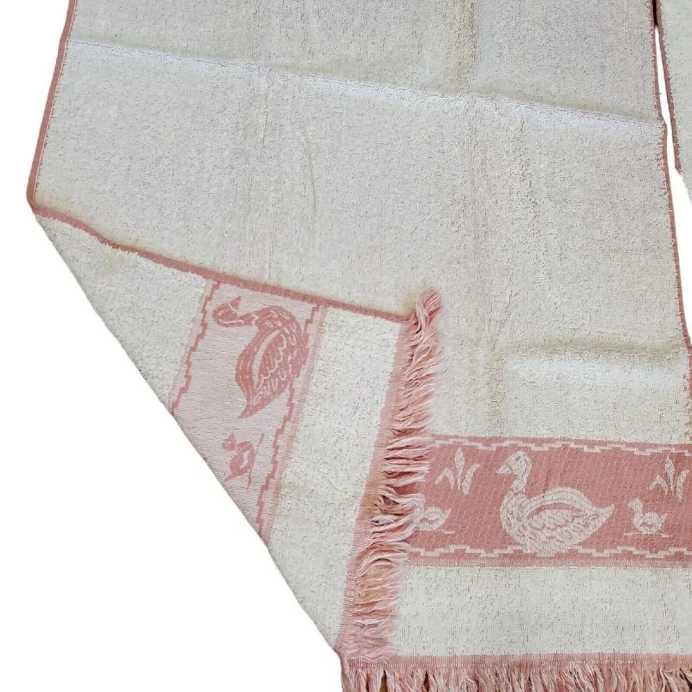 Vintage 80s Cannon Mill‎ Pond Pink Duck Towel Set 4 Pcs USA 2 Towels Wash Cloths